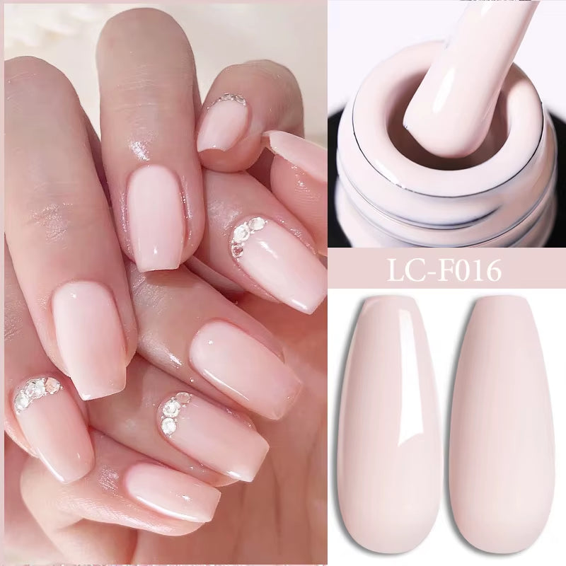 7ML Pink Glitter Nail Gel Polish Nude Natural Long Lasting Manicure Soak off UV LED Nail Art Base Top Coat Gel Varnish