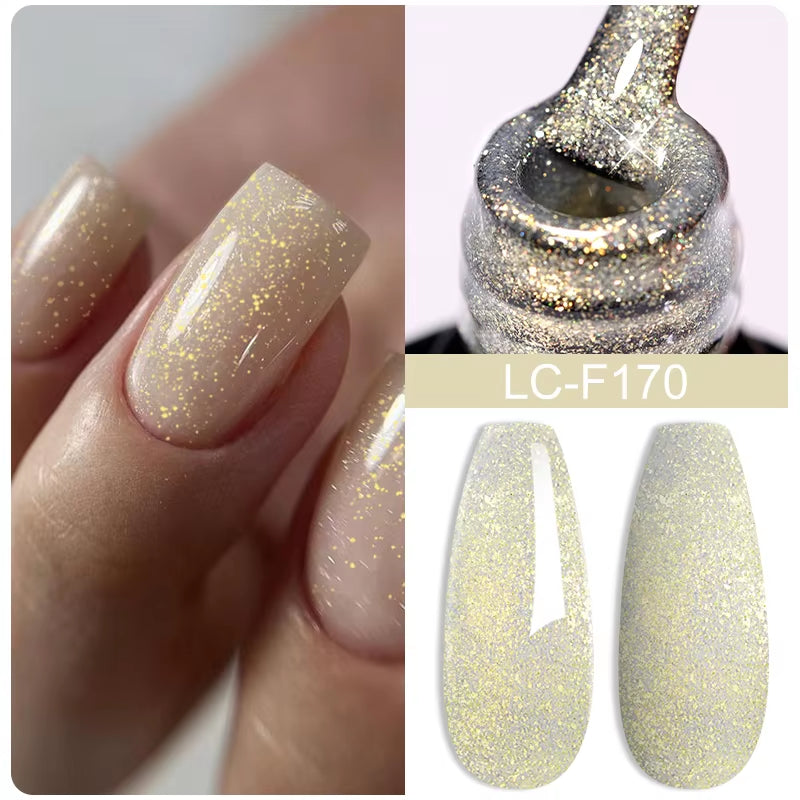 7ML Pink Glitter Nail Gel Polish Nude Natural Long Lasting Manicure Soak off UV LED Nail Art Base Top Coat Gel Varnish