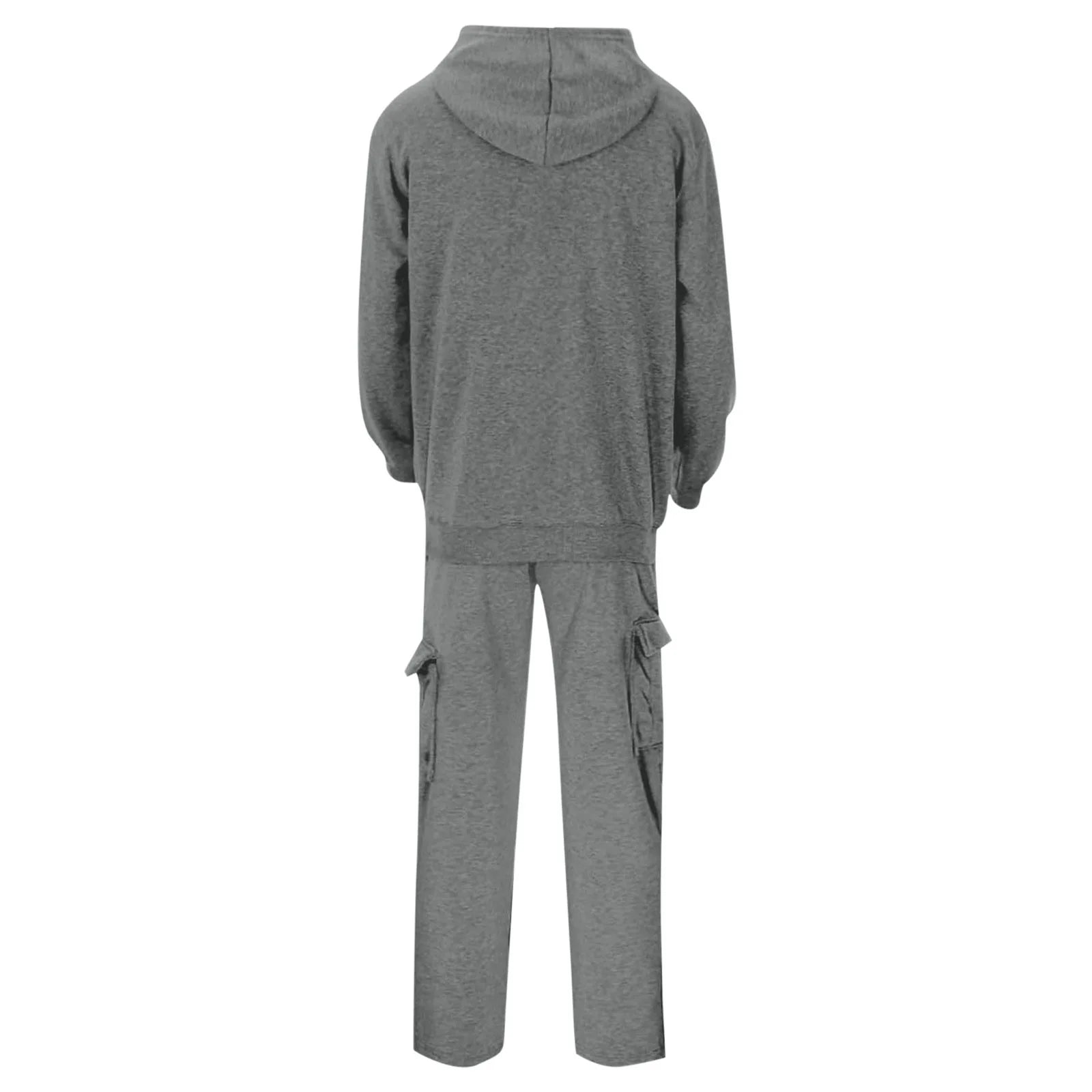 Mens Lightweight Track Suits Full Zip Hooded Sweatshirt Sets Matching Wide Leg Cargo Pants 2 Piece Outfit Dark Gray,Xl