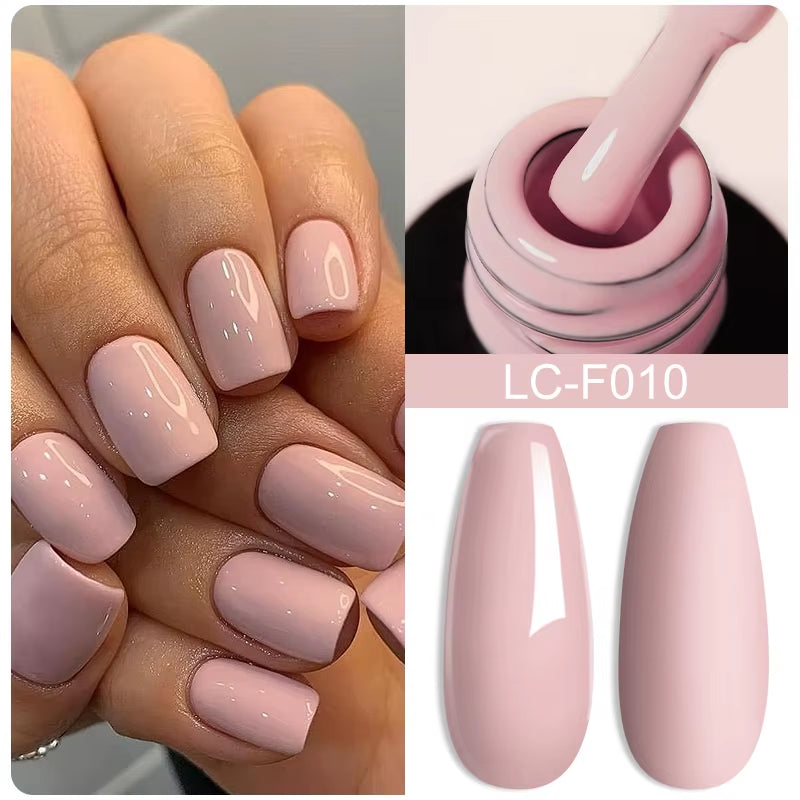 7ML Pink Glitter Nail Gel Polish Nude Natural Long Lasting Manicure Soak off UV LED Nail Art Base Top Coat Gel Varnish