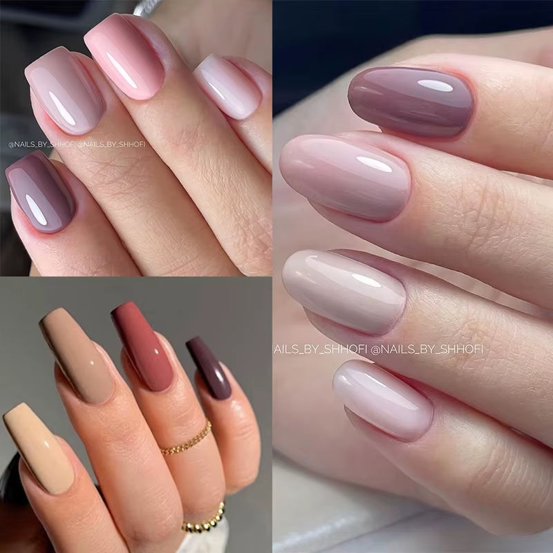 7ML Pink Glitter Nail Gel Polish Nude Natural Long Lasting Manicure Soak off UV LED Nail Art Base Top Coat Gel Varnish