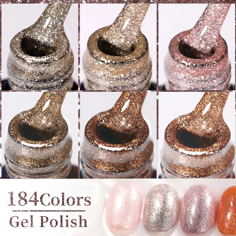 7ML Pink Glitter Nail Gel Polish Nude Natural Long Lasting Manicure Soak off UV LED Nail Art Base Top Coat Gel Varnish