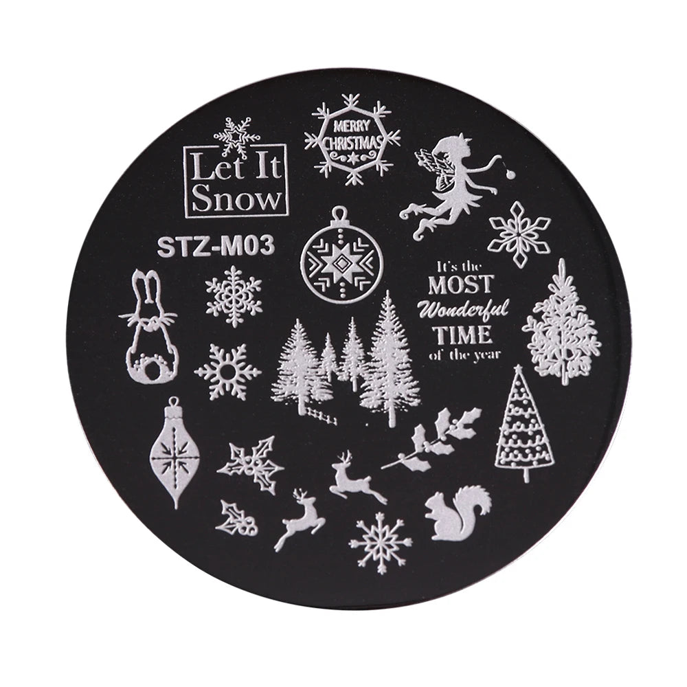 New Year Stamping Plates Snowflakes Santa Deer Snowman Nail Stencils Christmas Nail Art Decorations Stamping Molds FBSTZ-M01-10
