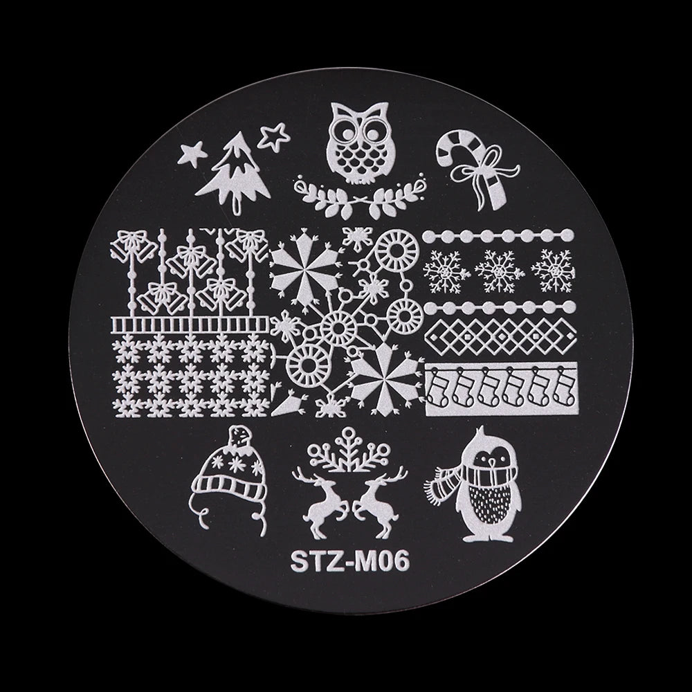 New Year Stamping Plates Snowflakes Santa Deer Snowman Nail Stencils Christmas Nail Art Decorations Stamping Molds FBSTZ-M01-10