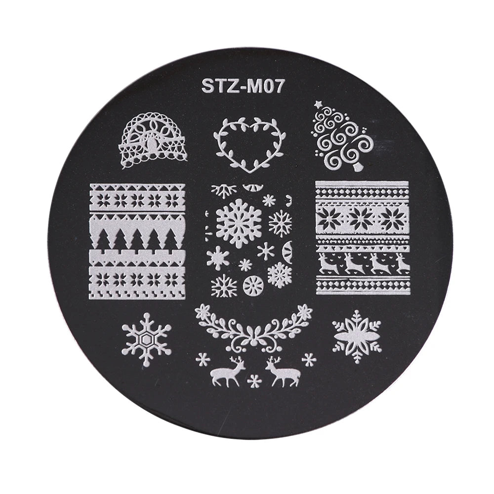 New Year Stamping Plates Snowflakes Santa Deer Snowman Nail Stencils Christmas Nail Art Decorations Stamping Molds FBSTZ-M01-10