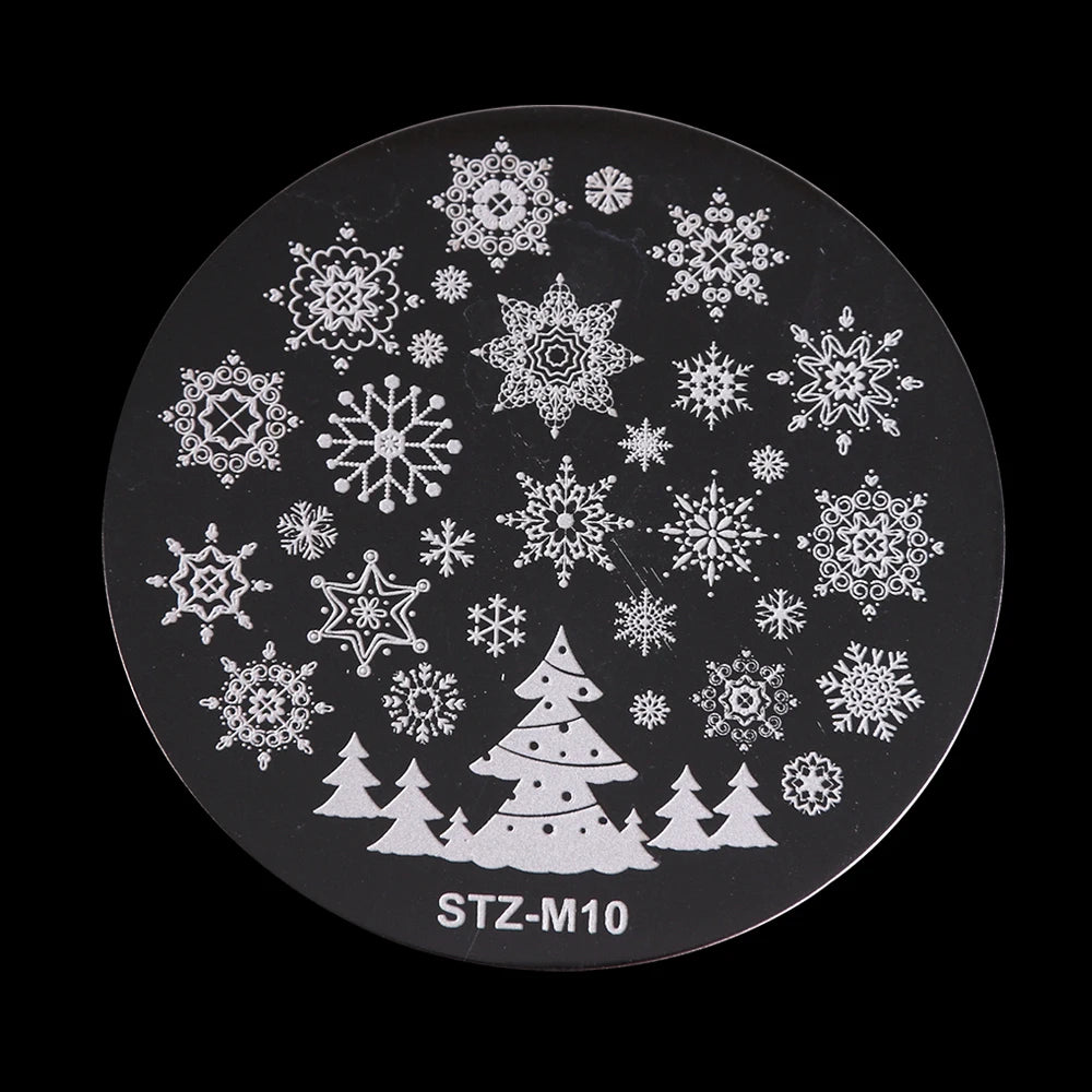 New Year Stamping Plates Snowflakes Santa Deer Snowman Nail Stencils Christmas Nail Art Decorations Stamping Molds FBSTZ-M01-10