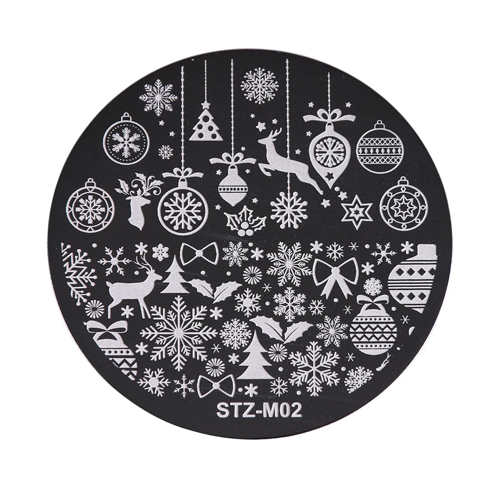 New Year Stamping Plates Snowflakes Santa Deer Snowman Nail Stencils Christmas Nail Art Decorations Stamping Molds FBSTZ-M01-10