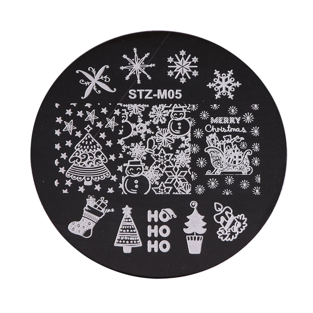 New Year Stamping Plates Snowflakes Santa Deer Snowman Nail Stencils Christmas Nail Art Decorations Stamping Molds FBSTZ-M01-10