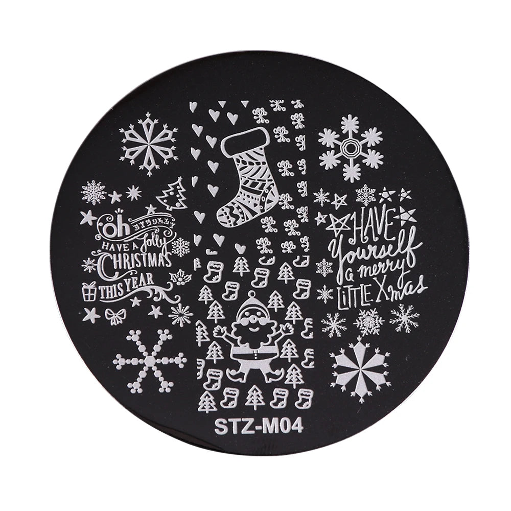 New Year Stamping Plates Snowflakes Santa Deer Snowman Nail Stencils Christmas Nail Art Decorations Stamping Molds FBSTZ-M01-10