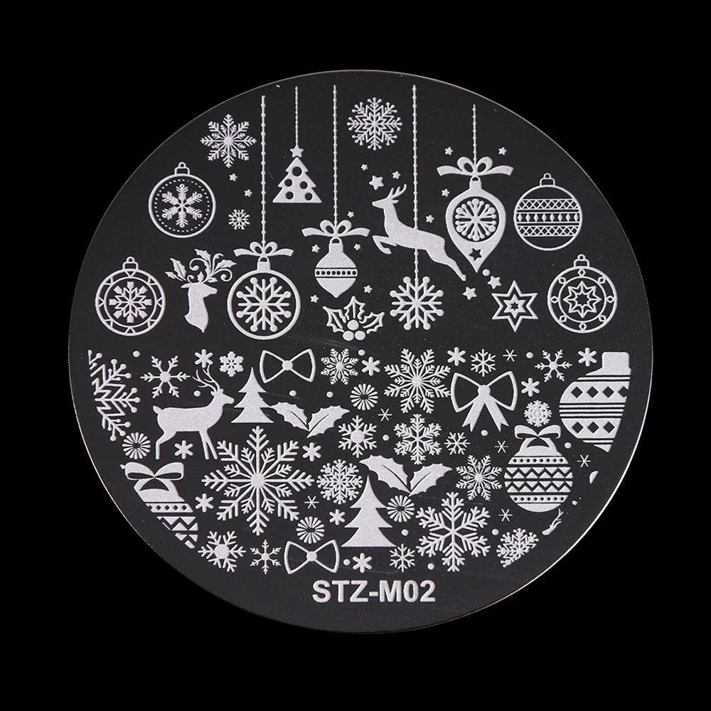 New Year Stamping Plates Snowflakes Santa Deer Snowman Nail Stencils Christmas Nail Art Decorations Stamping Molds FBSTZ-M01-10