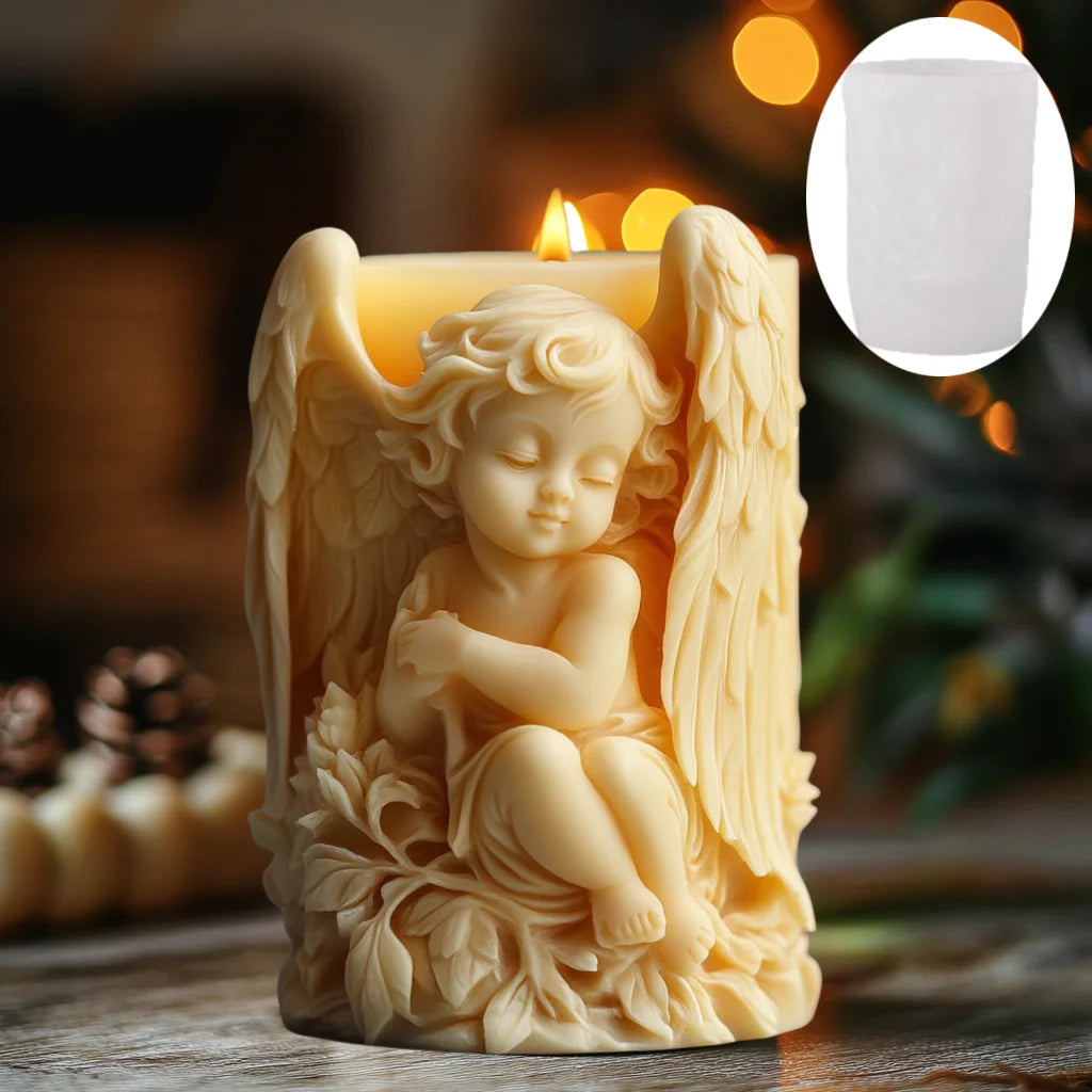 Prayer Angel Candle Silicone Mold More Than Love Angel Boy, Bright God Son Sitting Angel Resin Gypsum Molds New Year Easter Gift