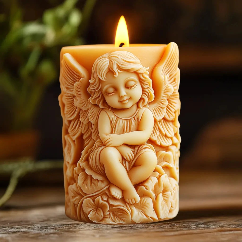 Prayer Angel Candle Silicone Mold More Than Love Angel Boy, Bright God Son Sitting Angel Resin Gypsum Molds New Year Easter Gift