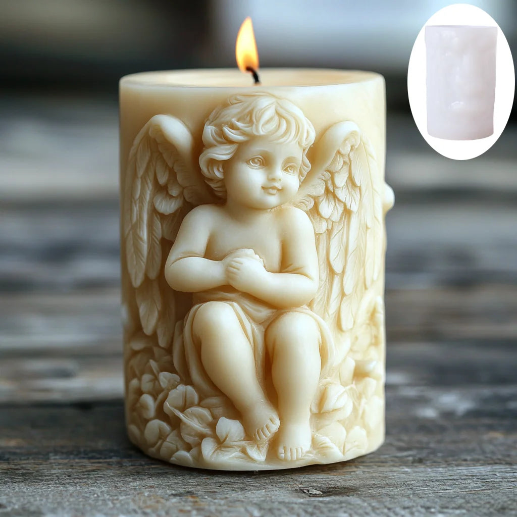 Prayer Angel Candle Silicone Mold More Than Love Angel Boy, Bright God Son Sitting Angel Resin Gypsum Molds New Year Easter Gift