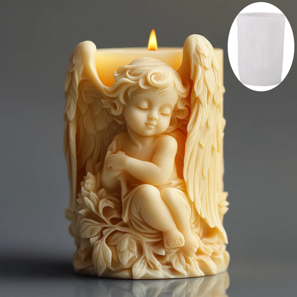 Prayer Angel Candle Silicone Mold More Than Love Angel Boy, Bright God Son Sitting Angel Resin Gypsum Molds New Year Easter Gift