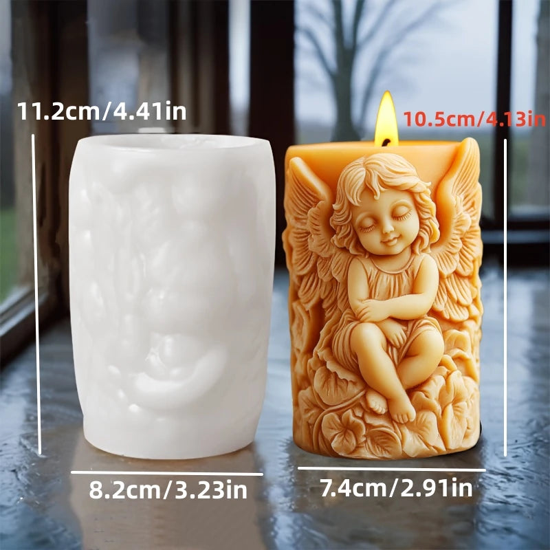 Prayer Angel Candle Silicone Mold More Than Love Angel Boy, Bright God Son Sitting Angel Resin Gypsum Molds New Year Easter Gift
