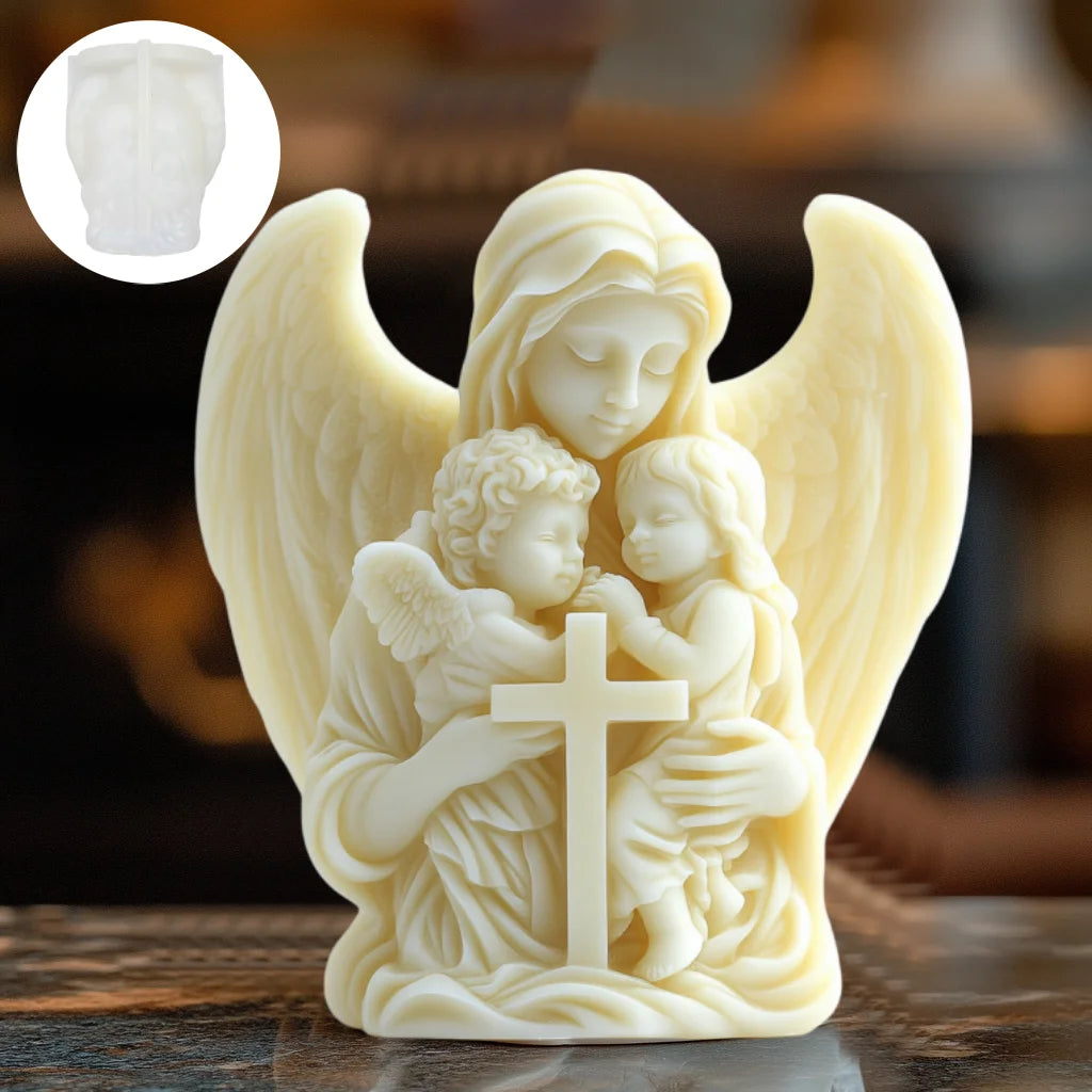 Prayer Angel Candle Silicone Mold More Than Love Angel Boy, Bright God Son Sitting Angel Resin Gypsum Molds New Year Easter Gift