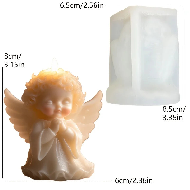 Prayer Angel Candle Silicone Mold More Than Love Angel Boy, Bright God Son Sitting Angel Resin Gypsum Molds New Year Easter Gift