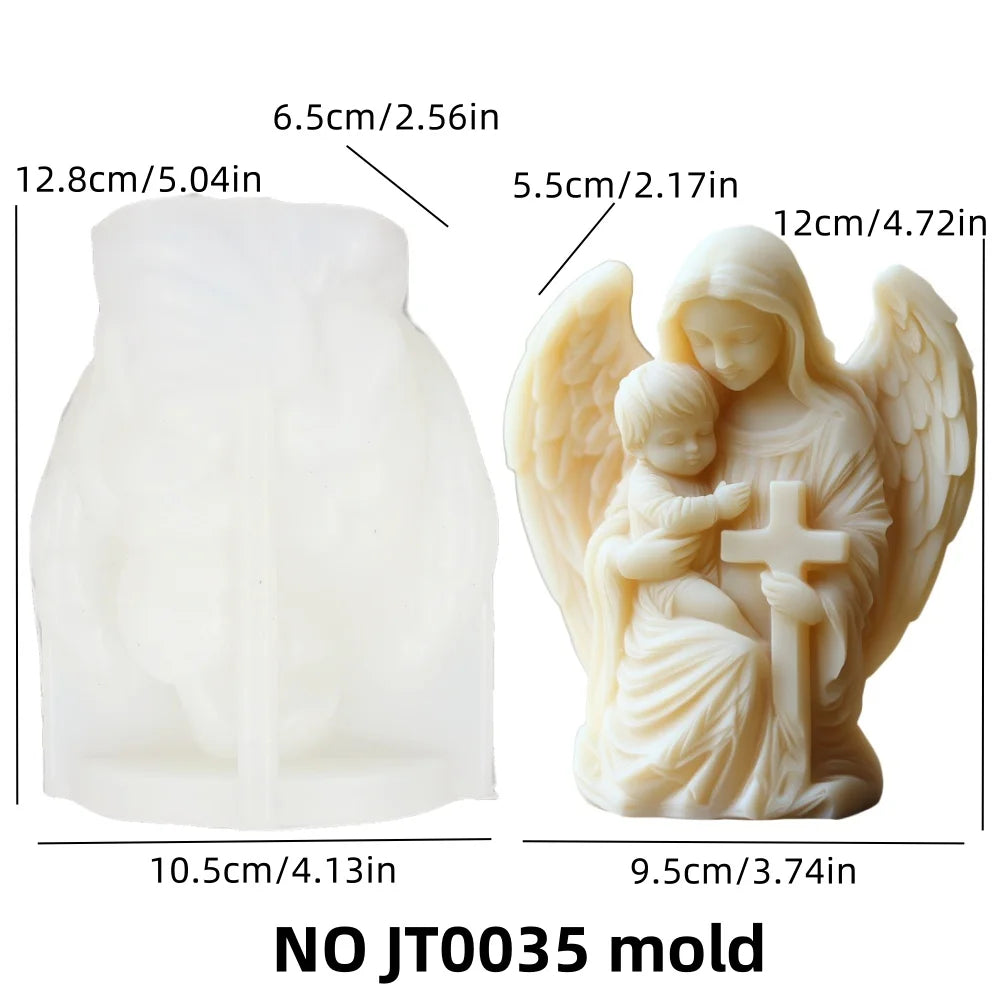 Prayer Angel Candle Silicone Mold More Than Love Angel Boy, Bright God Son Sitting Angel Resin Gypsum Molds New Year Easter Gift