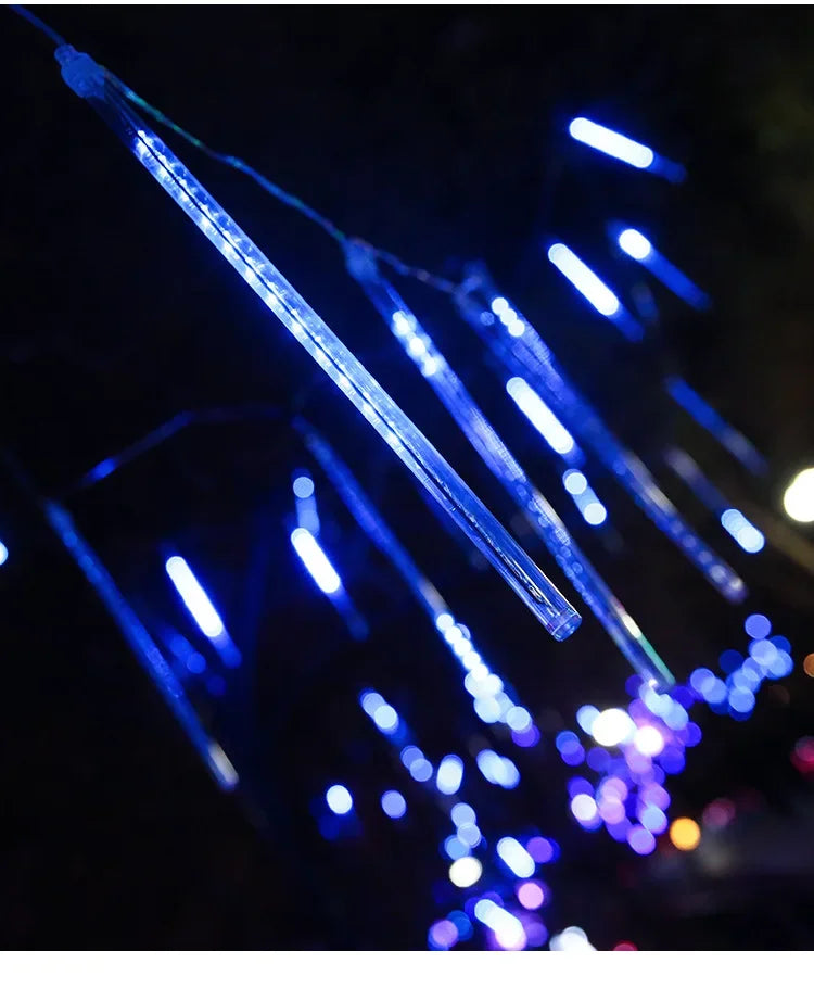 30/50cm 8 Tubes Meteor Shower Rain LED String Lights Christmas Tree Decorations Street Garland for Decor Noel New Year Navidad