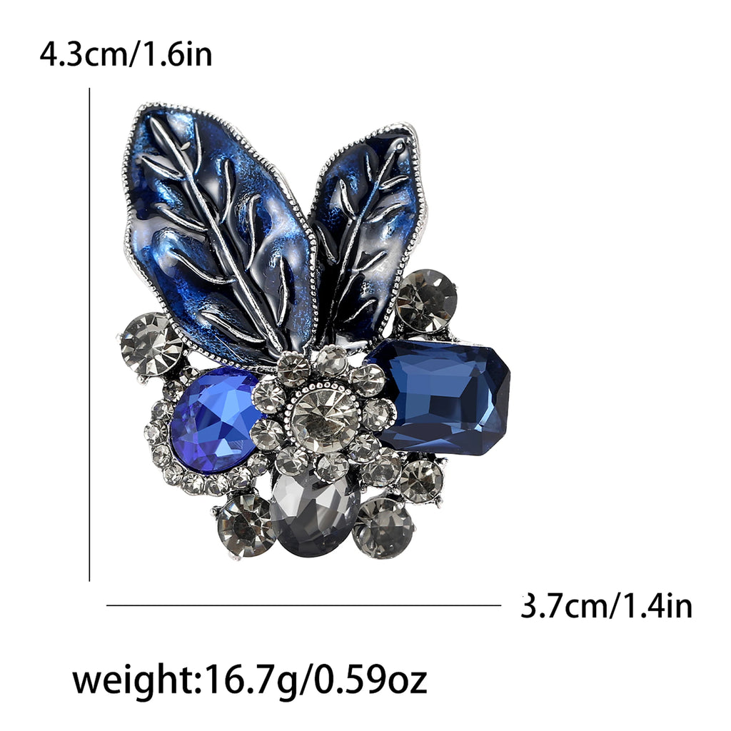 Beaut&Berry Luxury Crystal Leaf Brooches for Women Unisex Plant Pins Casual Party Accessories New Year Gifts Friends Decoration
