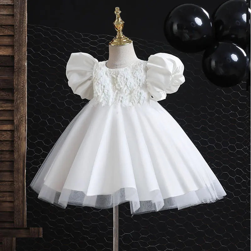 Elegant Dresses For Girls Christmas Solid Lace Girl Party Dress Princess Birthday Wedding New Year Costume Clothes 1-6T