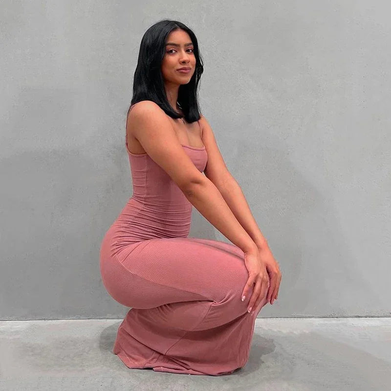 Y2K Sexy Maxi Dress for Women 2025 Autumn Backless Slim Party Dress Pullover Concise платье Female Long Bodycon Brown Vestidos