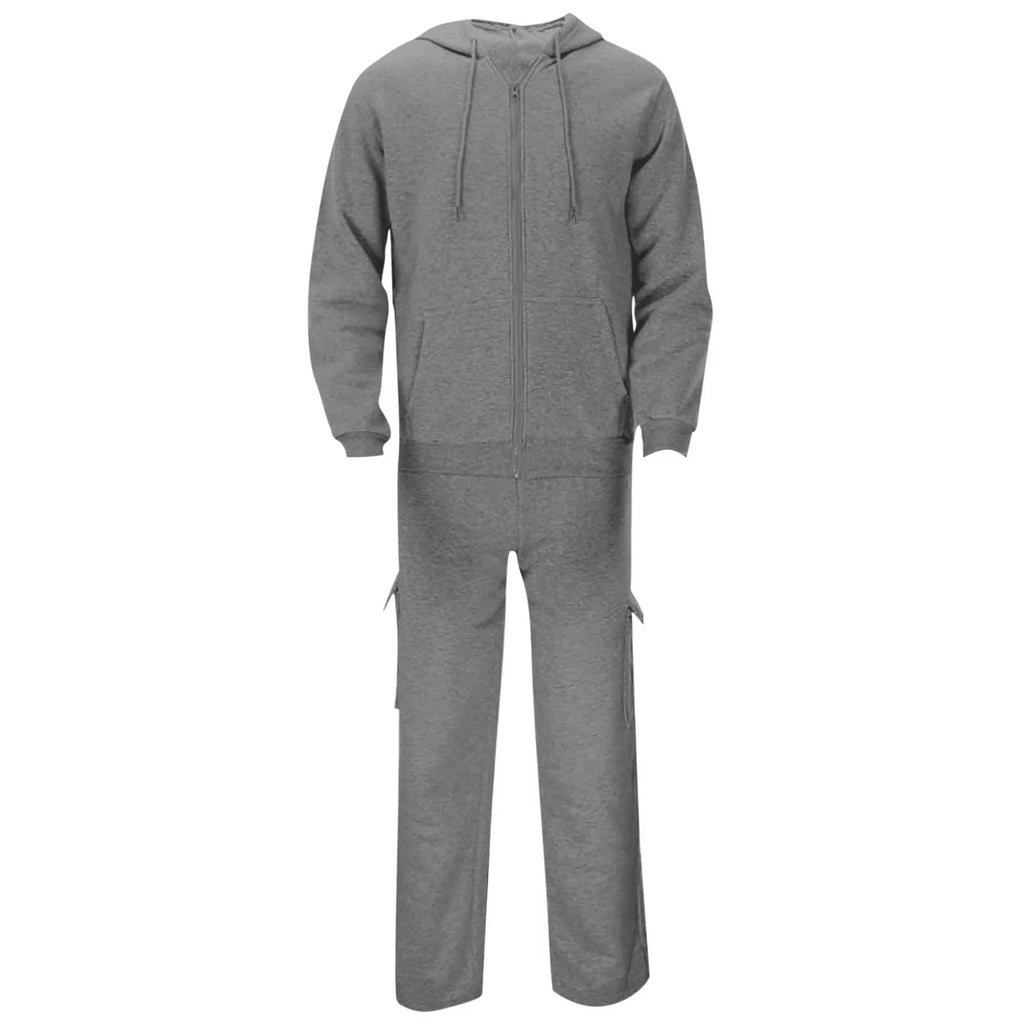 Mens Lightweight Track Suits Full Zip Hooded Sweatshirt Sets Matching Wide Leg Cargo Pants 2 Piece Outfit Dark Gray,Xl