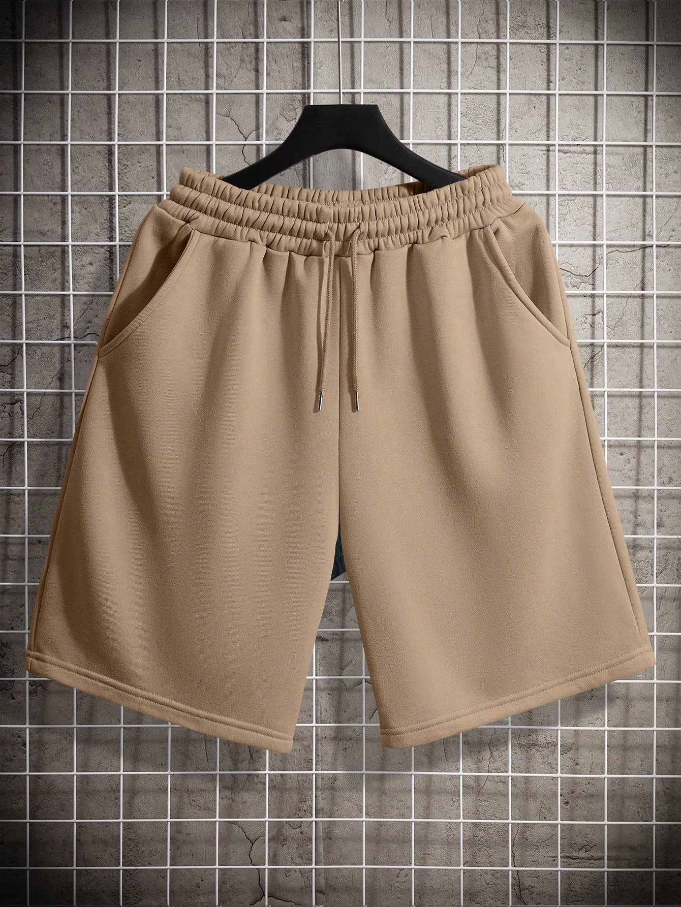 Manfinity Dauomo Men Spring/Summer Casual Solid Color Drawstring Waist Shorts