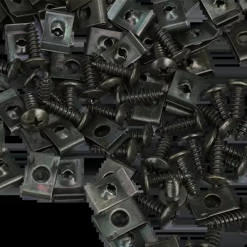 Self Tapping Screws Metal Fastener Clip for Car Motorcycle U-Type Clip with Screw Anti-Rust Protection Clip Screw Iron Sheet Kit