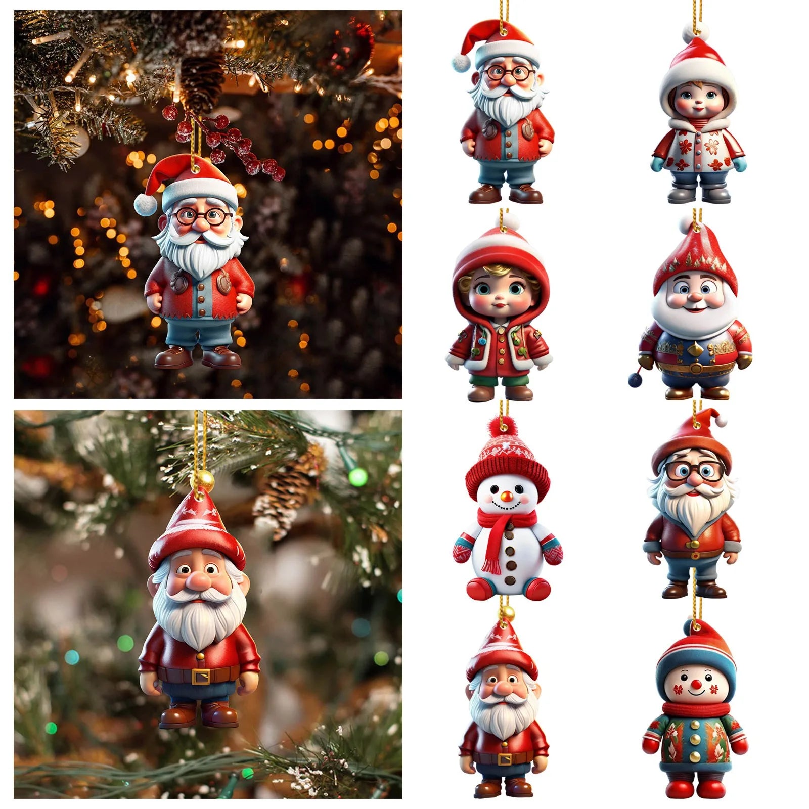 Christmas Wall Decoration 2D Acrylic Cartoon Dwarf Christmas Tree Pendant Christmas Cartoon Cute Christmas Suprimentos De Natal